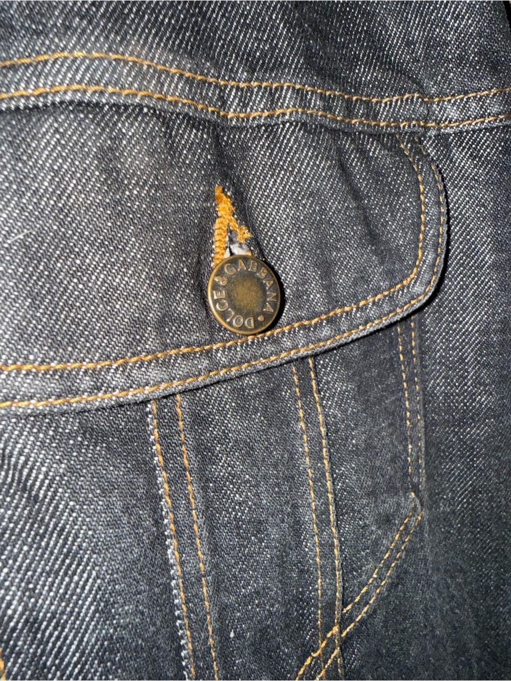 Vintage Dolce & Gabbana Dark Denim Jacket with Brown Rabbit Fur Lining - Picture 4 of 5